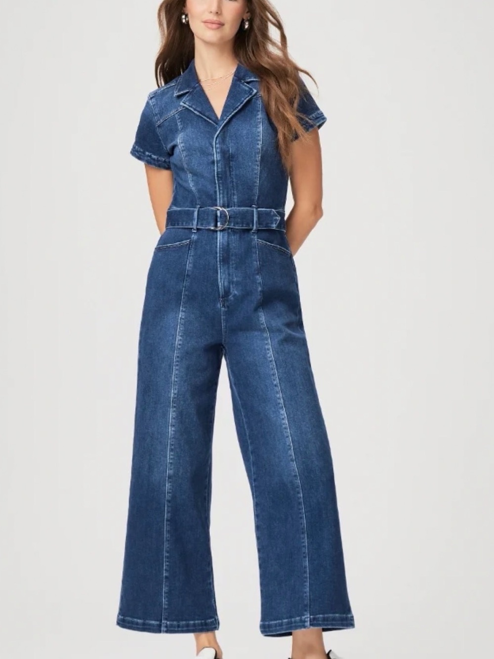 PAIGE Anessa Jumpsuit in Deep Indigo w Wide-Leg (Sz 8)